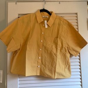 Signature Poplin Cropped Utility Button-Up Shirt